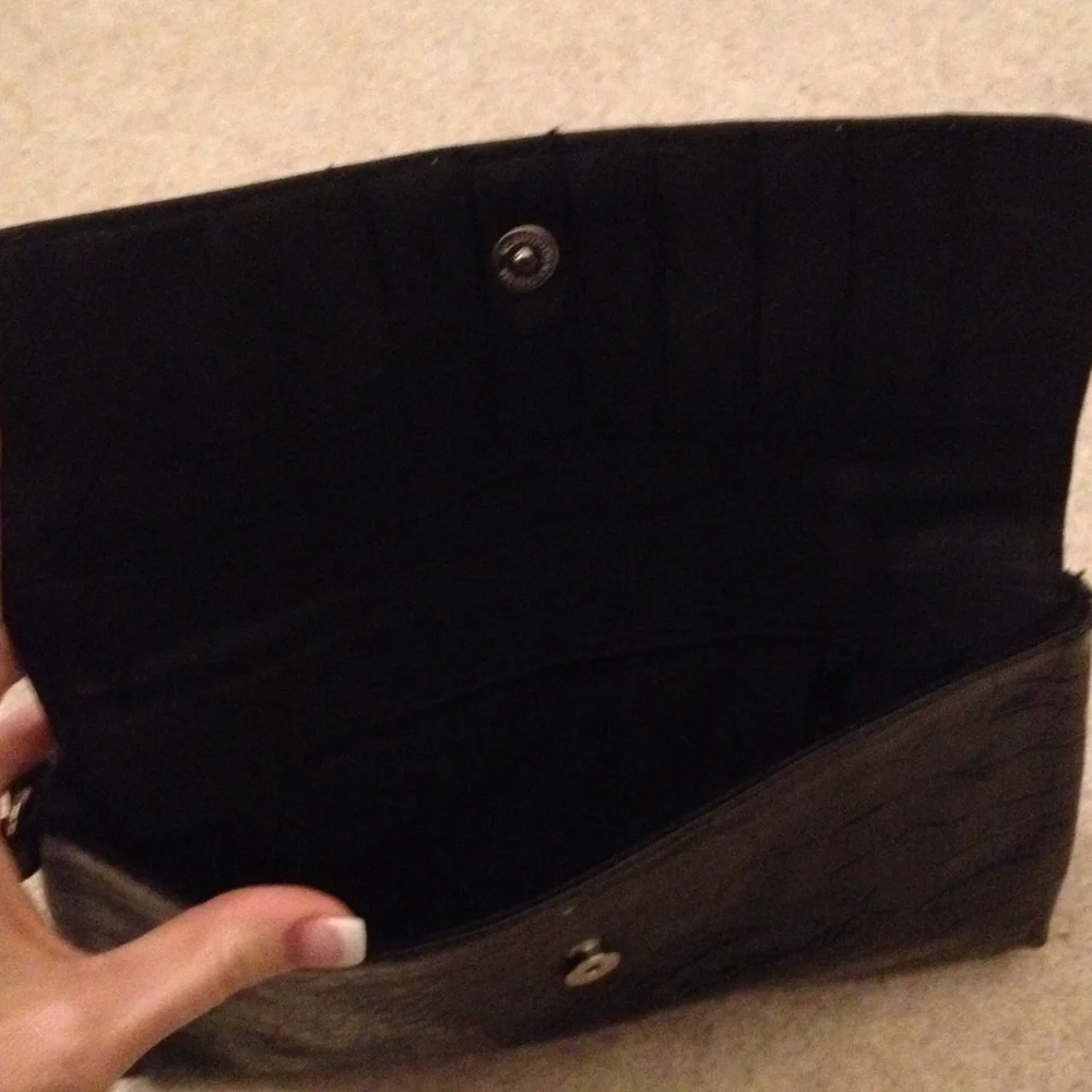 Black faux leather wristlet wrist strap